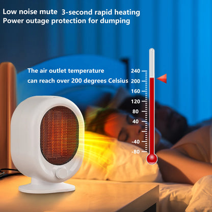 Desktop heater 3-second hot tilt power-off protection, silent timed home bedroom office mini heater - PuriLite