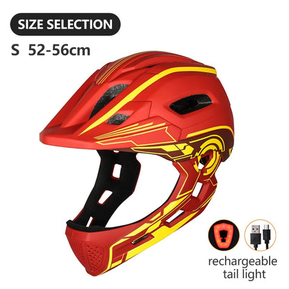🛡️ Kids Full-Face Detachable Safety Helmet with Rear Light - PuriLite