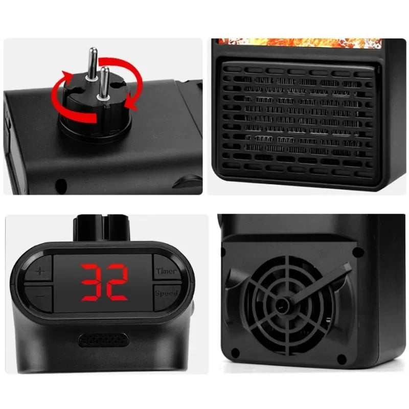 Purilite Select Portable 3D Flame Space Heater – Wall-Mounted Electric Heater with Remote Control - PuriLite