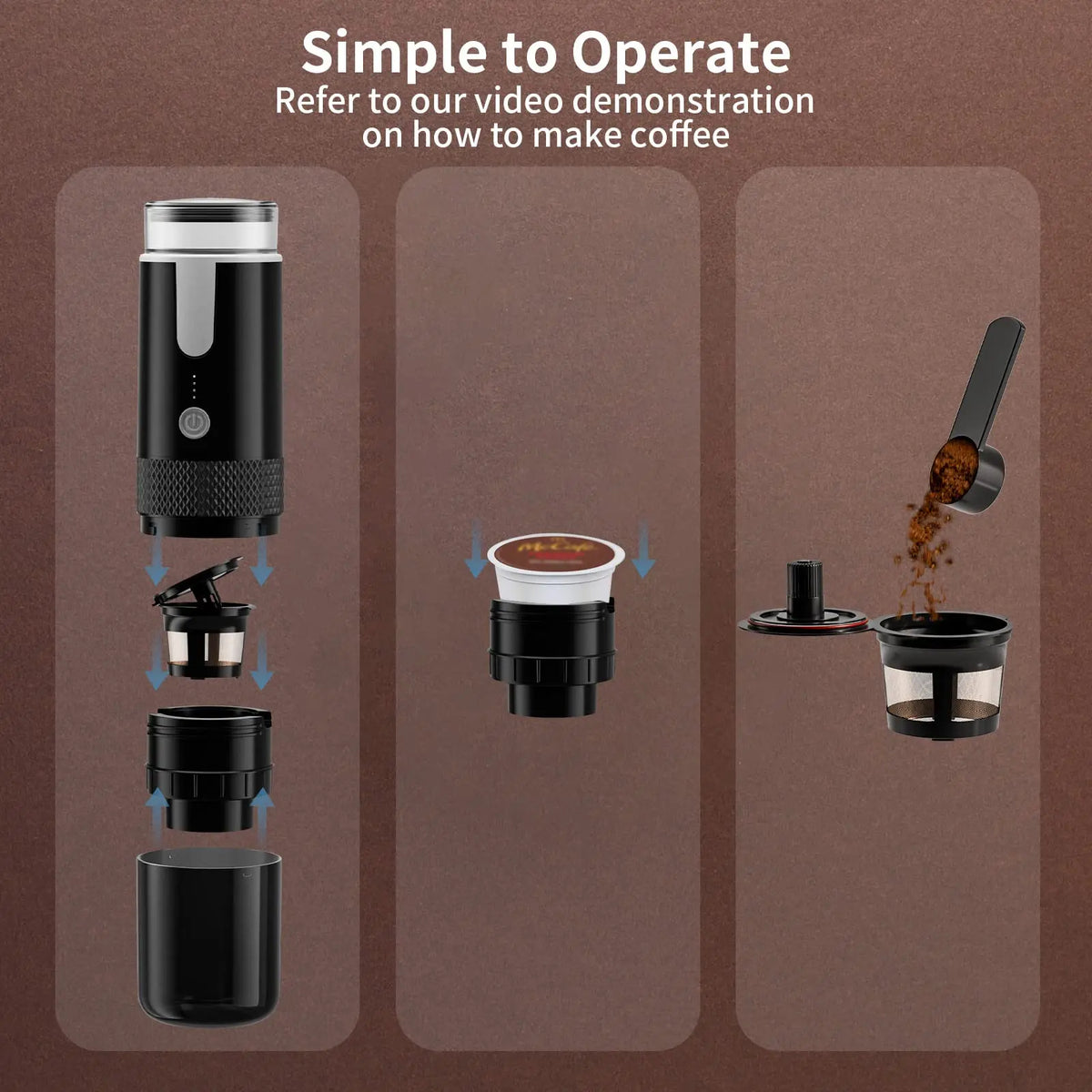 Purilite Select™ Portable Rechargeable Espresso Maker – Compact &amp; Capsule-Compatible - PuriLite