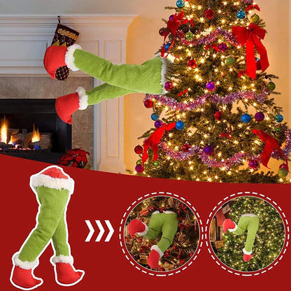 Purilite Select Santa Claus Legs Christmas Tree Hanging Ornament – Funny Red/Green Plush Door & Party Decoration for Xmas and New Year - PuriLite