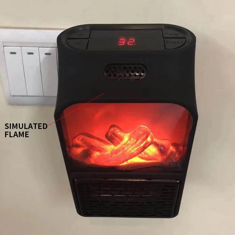 Flame Fireplace Heater Room Portable Electric Heater Plug in Wall Stove Mini Household Radiator Remote Warmer Machine For Winter - PuriLite