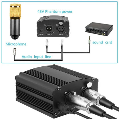 Purilite Select | 48V Phantom Power Supply with Adapter + XLR 3-Pin Microphone Cable | For Any Condenser Microphone | Recording Equipment - PuriLite