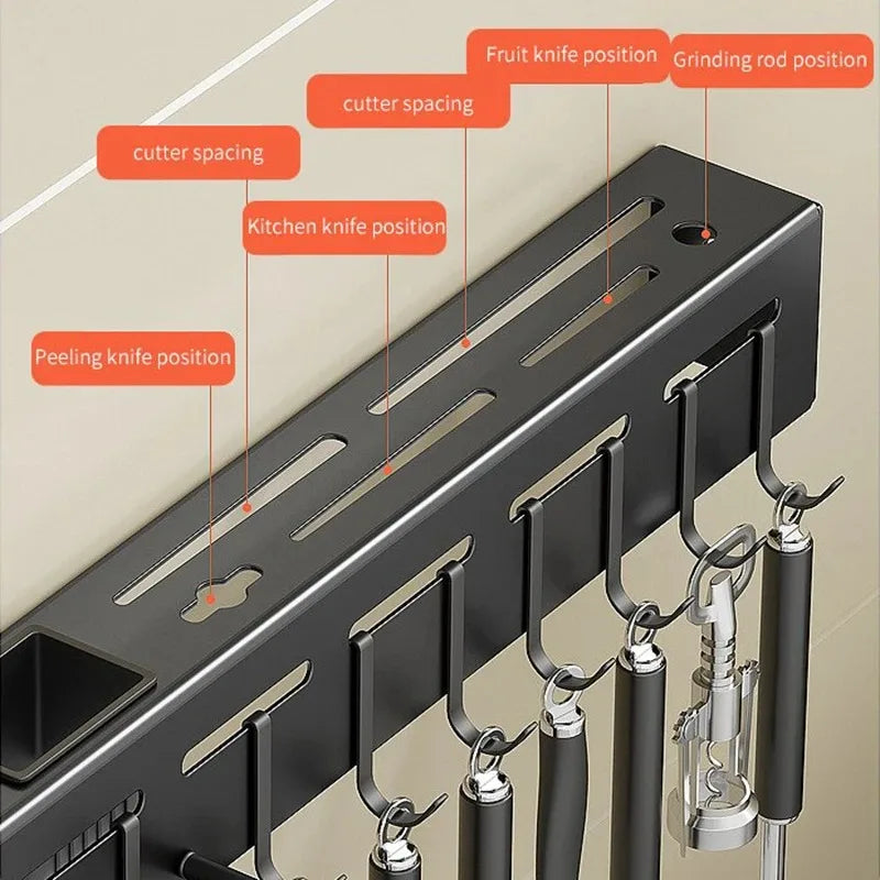Purilite Select Wall Mounted Kitchen Storage Rack Stainless Steel No Drill Organizer for Utensils Pots Pans Spices and Household Items