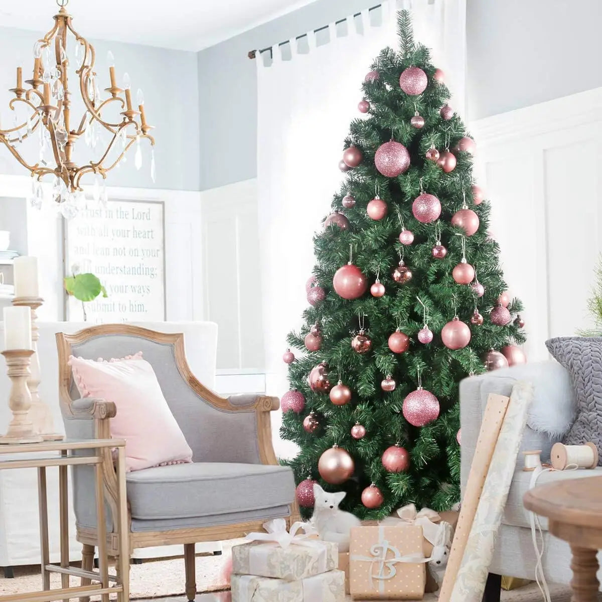 Purilite Select 24pcs Pink Christmas Hanging Balls – Elegant 3cm Ornaments for Trees, Parties & Holiday Décor - PuriLite