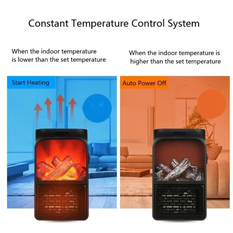 Purilite Select Portable 3D Flame Space Heater – Wall-Mounted Electric Heater with Remote Control - PuriLite