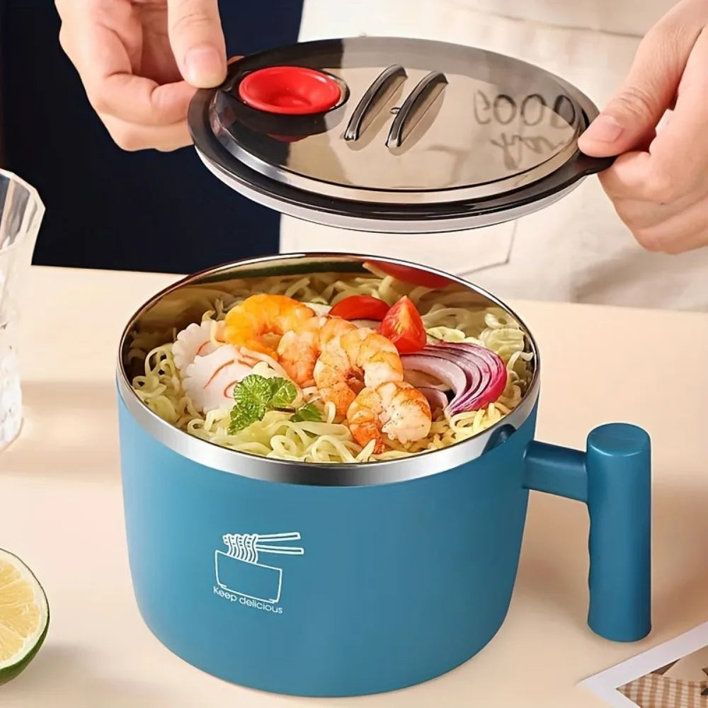 Purilite Select Stainless Steel Instant Noodle Bowl with Lid and Handle - Portable Sealed Lunch Bowl for Home, Office, Travel and Dorm Use - PuriLite