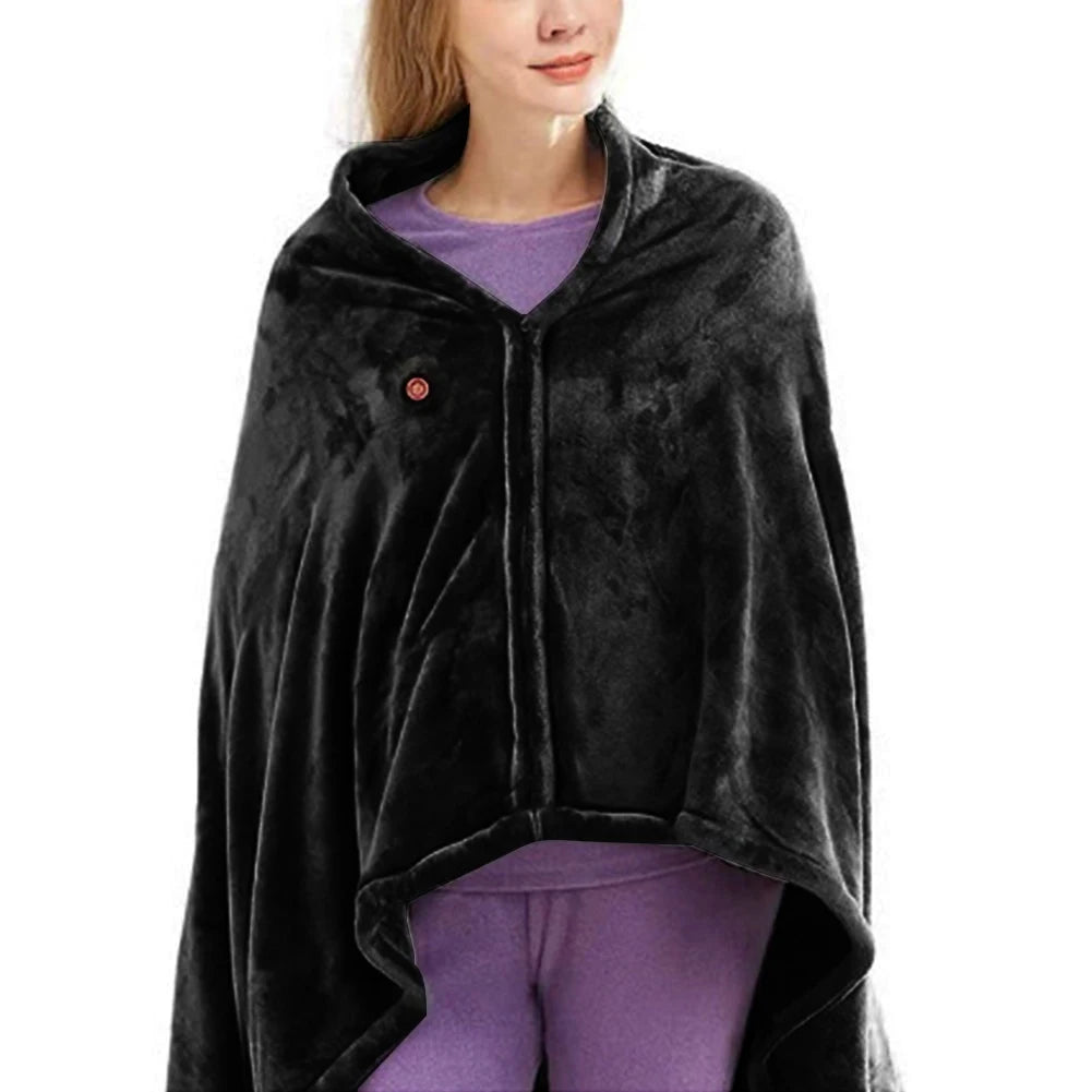 USB Electric Heating Blanket 3 Heating Level Wearable Heated Poncho Throw Blanket 9 Heated Areas Body Warmer  Blanket or Office - PuriLite