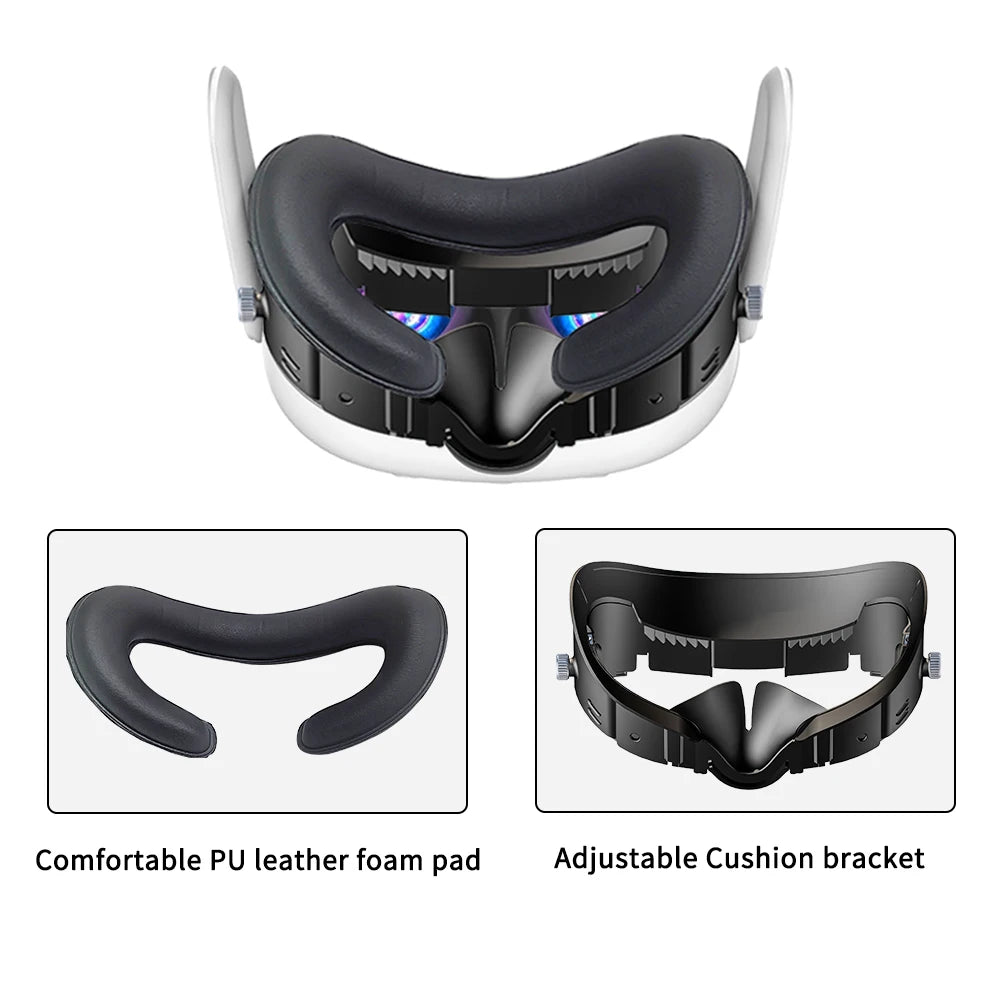 Purilite Select Adjustable VR Facial Interface & Face Pad Cushion – PU Leather Foam Replacement Bracket for Quest 3 Headset – Comfortable Fit & Sweat-Resistant Design - PuriLite