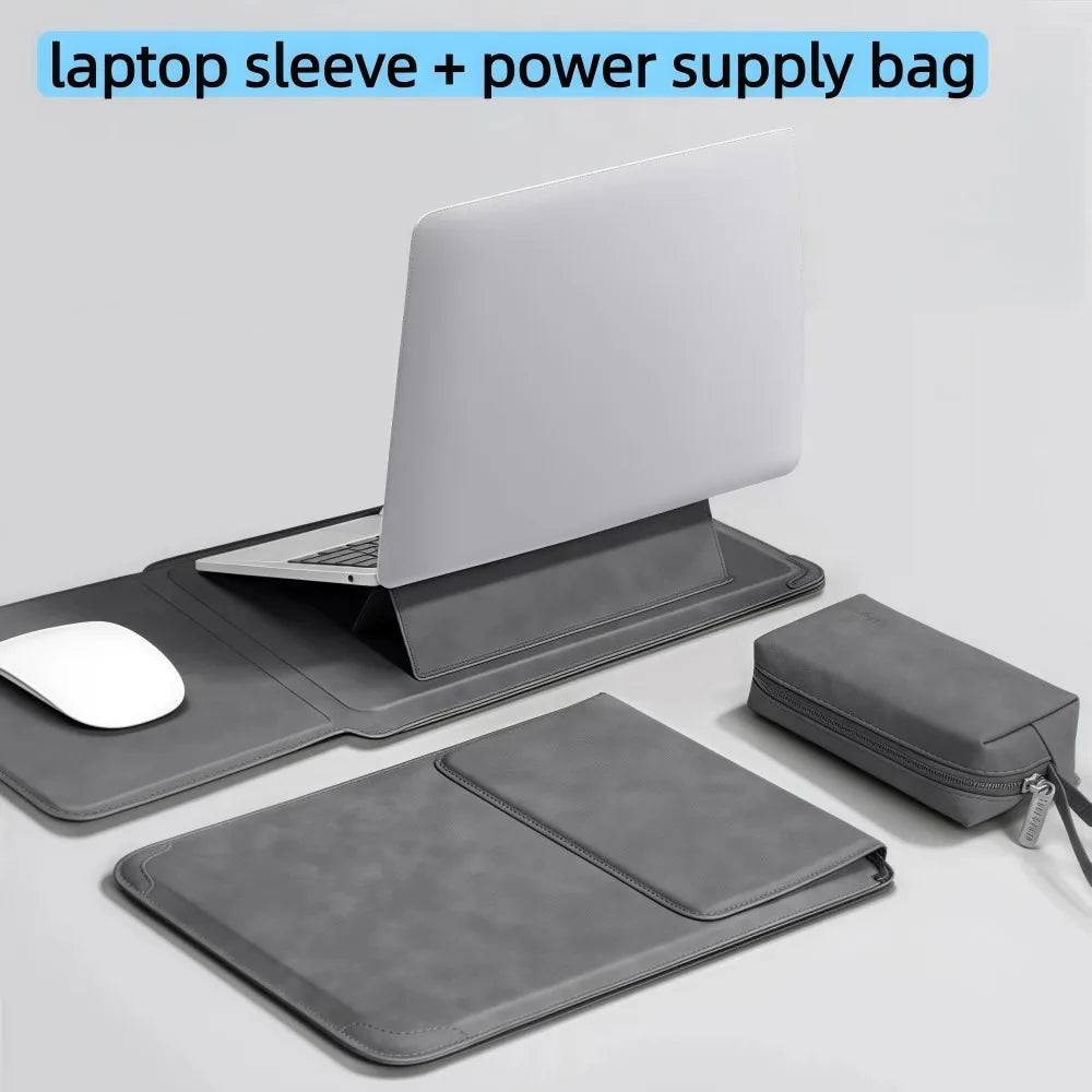 Purilite Select | 3-in-1 Laptop Stand Bag | Waterproof PU Leather Laptop Sleeve Case | Shockproof Notebook Cover with Built-In Stand | 13–16 Inch Laptop Bag for Men & Women - PuriLite