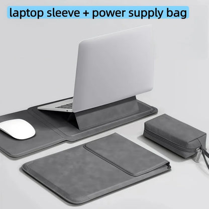 Purilite Select | 3-in-1 Laptop Stand Bag | Waterproof PU Leather Laptop Sleeve Case | Shockproof Notebook Cover with Built-In Stand | 13–16 Inch Laptop Bag for Men & Women - PuriLite