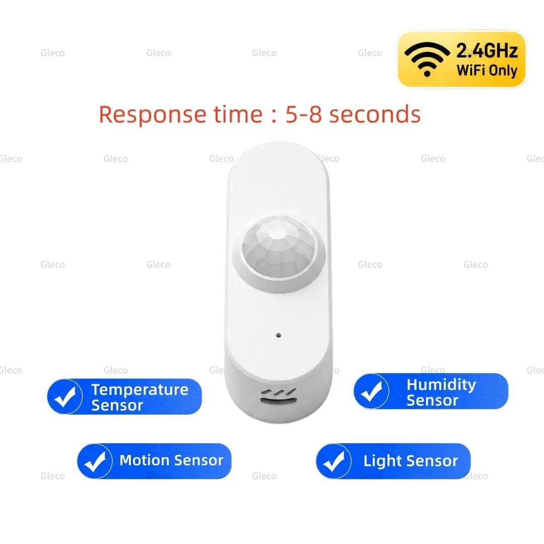 Purilite Select WiFi Smart PIR Motion Sensor with Light Detection, Optional Temperature and Humidity Monitoring, 2.4GHz Wireless Home Automation Sensor
