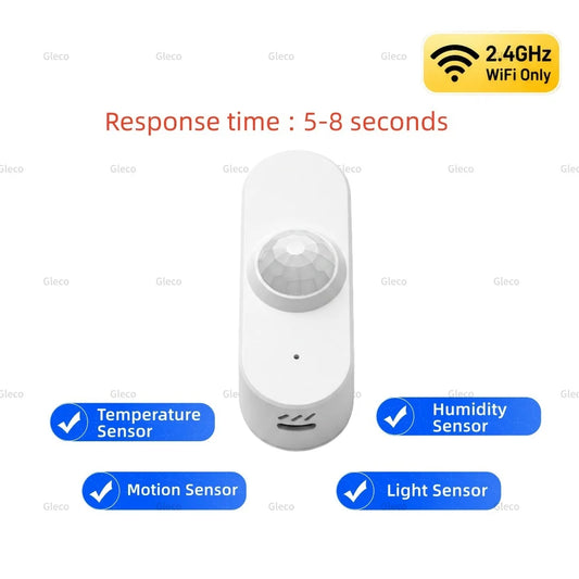 Purilite Select WiFi Smart PIR Motion Sensor with Light Detection, Optional Temperature and Humidity Monitoring, 2.4GHz Wireless Home Automation Sensor