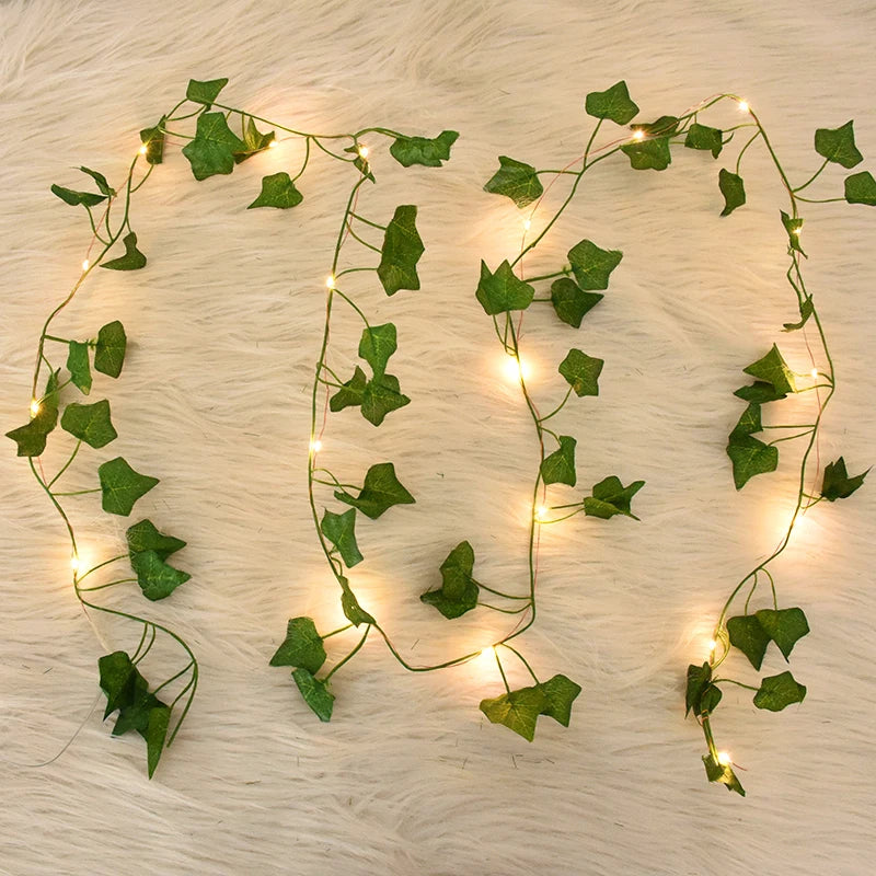 Purilite Select LED Silk Leaf Ivy Vine String Lights – 2M/5M/10M Artificial Green Garland | Hanging Creeper Décor for Home, Garden, Wedding & Party - PuriLite