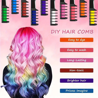 Purilite Select Temporary Hair Dye Chalk Set – Chalk Comb Hair Color with 10 Vibrant Colors – Washable Non-Toxic Quick Hair Coloring Kit for Kids & Adults - PuriLite