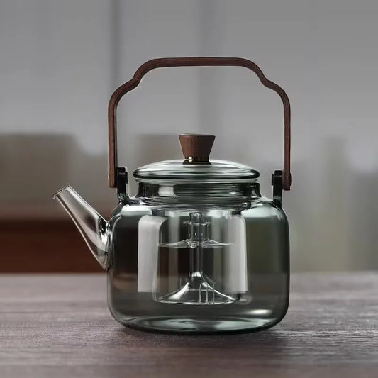 Purilite Select High Borosilicate Glass Teapot with Heating Base – Transparent Heat-Resistant Tea Kettle with Elegant Design and Tea Cup Set - PuriLite