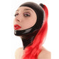 Purilite Select Latex Hood with Red Ponytail Open Face Rubber Mask with Back Zipper - PuriLite