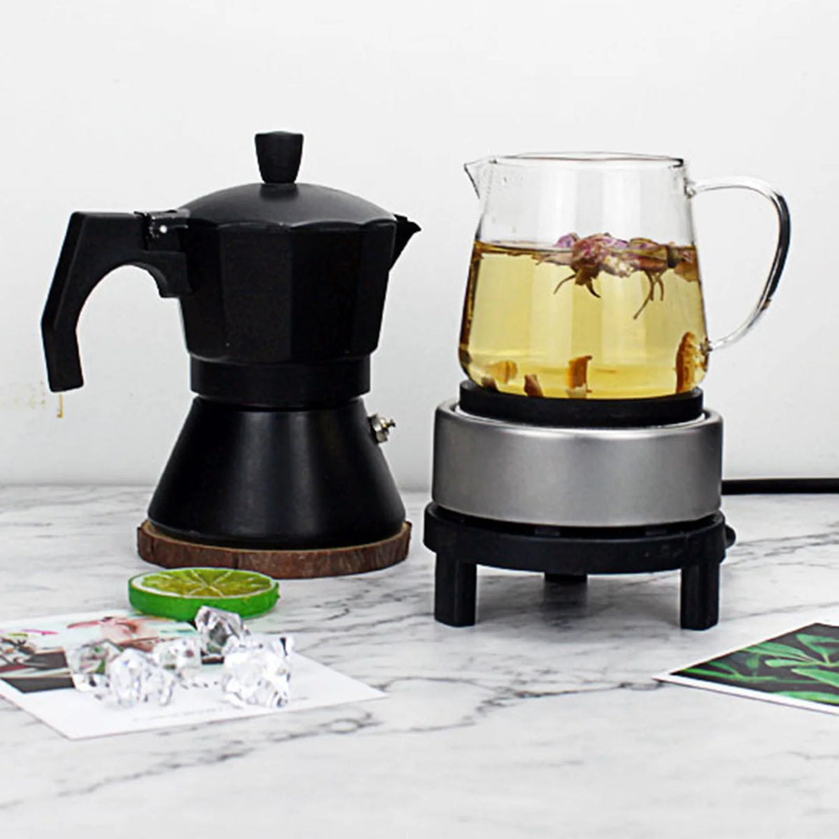 300W Household Electric Stove Cast Iron Burner Mini Warmer For Small Flat Bottom Tea Coffee Pot Heat Resisting Glass Pot - PuriLite