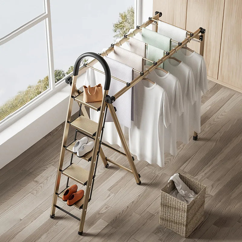 Purilite Select Folding Aluminum Ladder Drying Rack – Dual-Purpose Step Ladder & Clothes Airer – Heavy-Duty 150kg Load Laundry Ladder - PuriLite