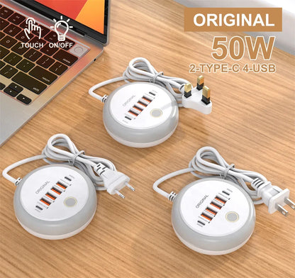 50W Power Strip Multi Port USB C Socket Type C Fast Charging Wall Charger USB Adapter For iPhone12 13 Quick Mobile Phone Charger - PuriLite