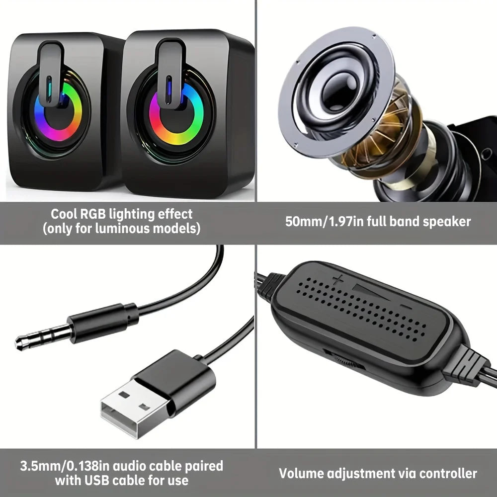 Purilite Select HiFi Stereo USB Computer Speakers with LED Light & Microphone - PuriLite