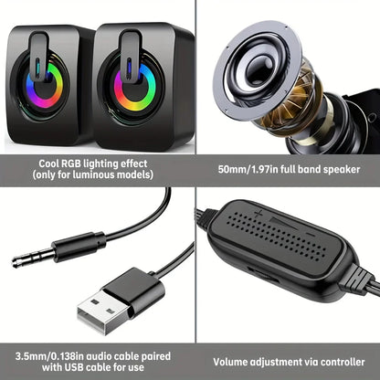 Purilite Select HiFi Stereo USB Computer Speakers with LED Light & Microphone - PuriLite