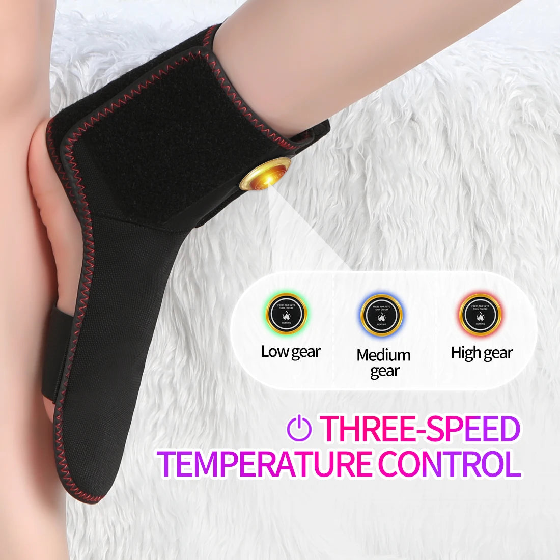Heated Ankle Support Sports Ankle Sprain Stabilizer Relieves Ankle Pain 3 Heating Modes Foot Massager Great Gift for Elderly - PuriLite