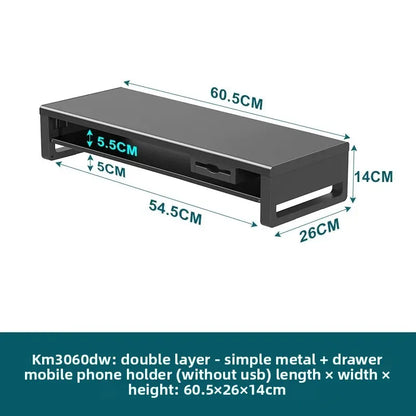 🖥️ Purilite Select™ Metal Monitor Riser with Dual-Layer Drawer & Wireless Charging - PuriLite