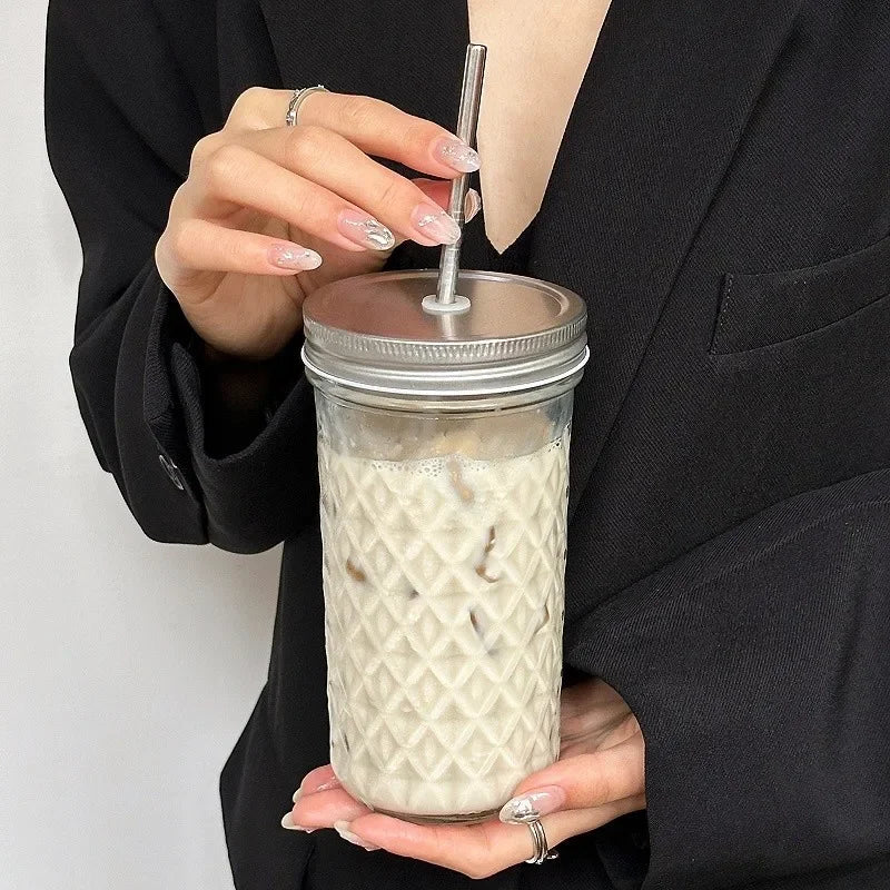 Purilite Select™ Ins Style Clear Glass Cup with Straw &amp; Lid – Large Capacity - PuriLite