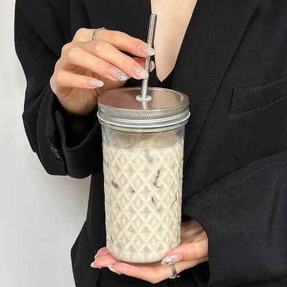 Purilite Select™ Ins Style Clear Glass Cup with Straw &amp; Lid – Large Capacity - PuriLite