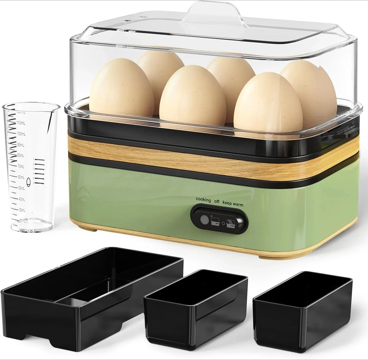 Rapid Egg Cooker Electric 6 Eggs Capacity, BPA Free, Fast Boil Poach Steam Hard/Soft Boiled Eggs Maker - PuriLite
