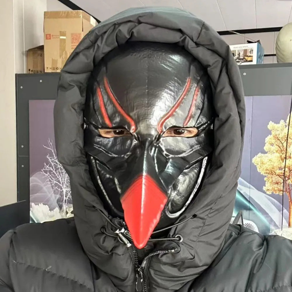 Purilite Select Halloween Red Bird Beak Mask Handcrafted Full Face Resin Cosplay Mask - PuriLite