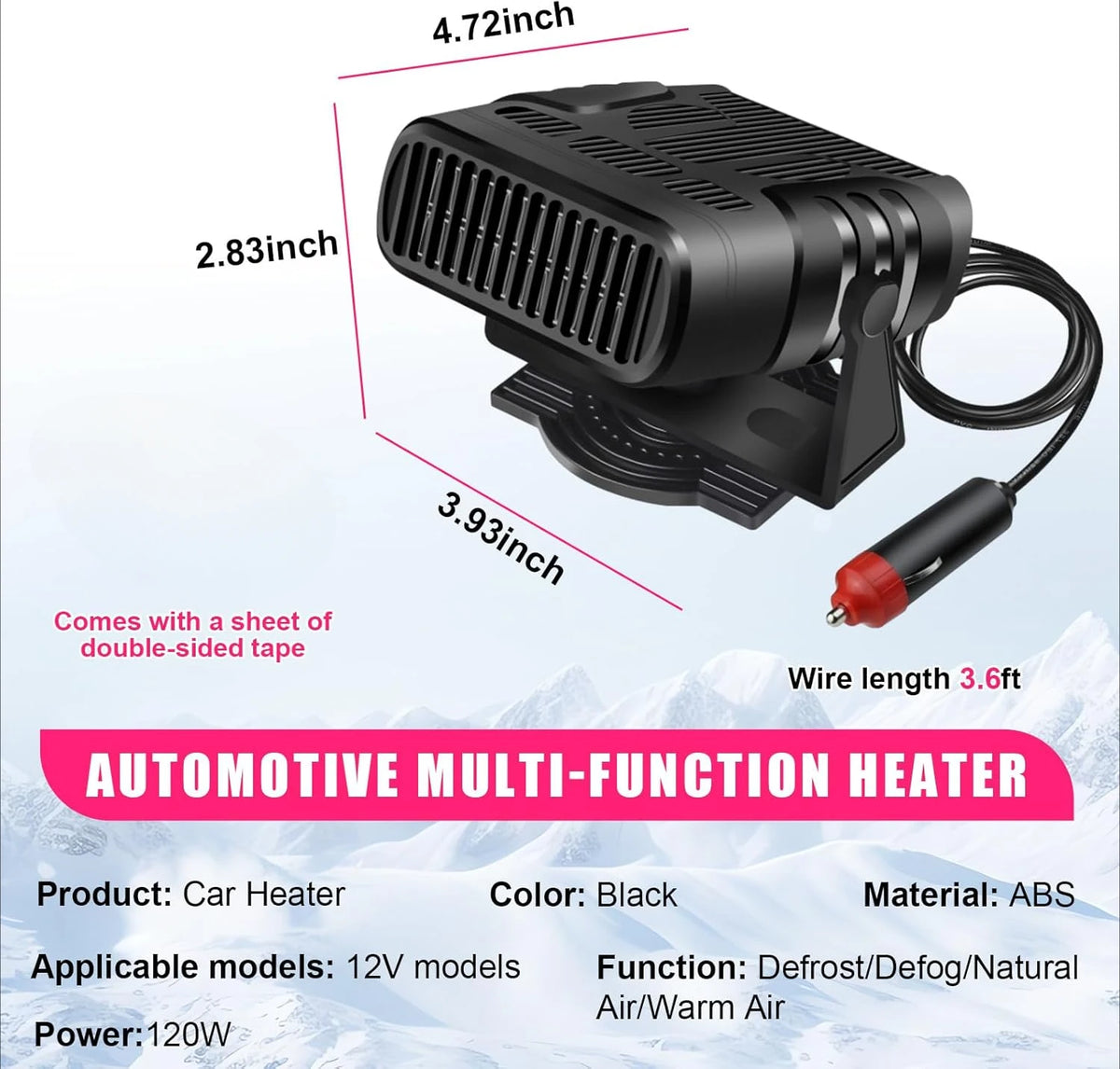 Purilite Select – Portable Car Heater and Windshield Defogger with 360° Rotating Base - PuriLite