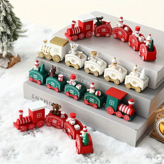 Purilite Select Wooden Christmas Train Ornament – Classic Holiday Tabletop Decoration & Christmas Gift - PuriLite