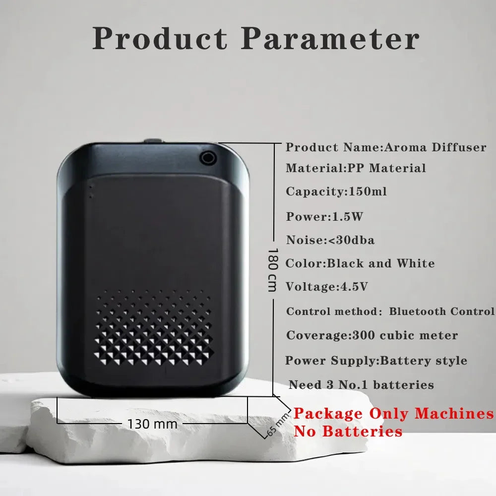 Purilite Select Bluetooth-Controlled Wall-Mounted Essential Oil Diffuser – Smart Battery-Powered Home Fragrance Machine (150ml, 300m³ Coverage) - PuriLite