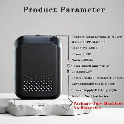 Purilite Select Bluetooth-Controlled Wall-Mounted Essential Oil Diffuser – Smart Battery-Powered Home Fragrance Machine (150ml, 300m³ Coverage) - PuriLite