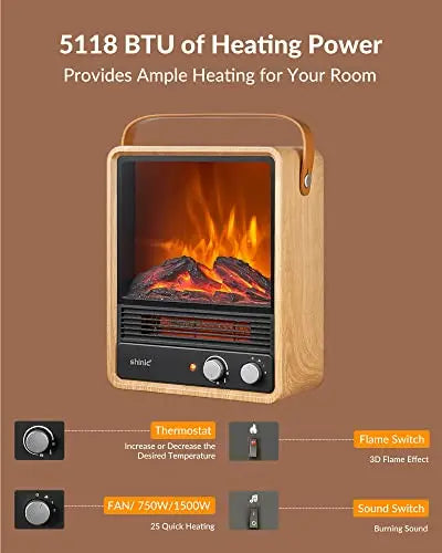 Purilite Select Electric Fireplace Heater – Mini Radiator Room Warmer with Flame Effect - PuriLite