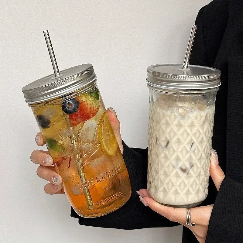 Purilite Select™ Ins Style Clear Glass Cup with Straw &amp; Lid – Large Capacity - PuriLite