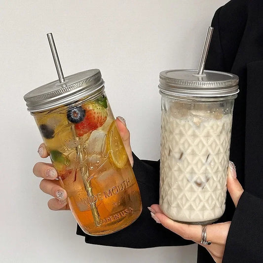 Purilite Select™ Ins Style Clear Glass Cup with Straw &amp; Lid – Large Capacity - PuriLite