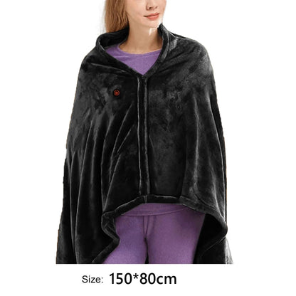 USB Electric Heating Blanket 3 Heating Level Wearable Heated Poncho Throw Blanket 9 Heated Areas Body Warmer  Blanket or Office - PuriLite