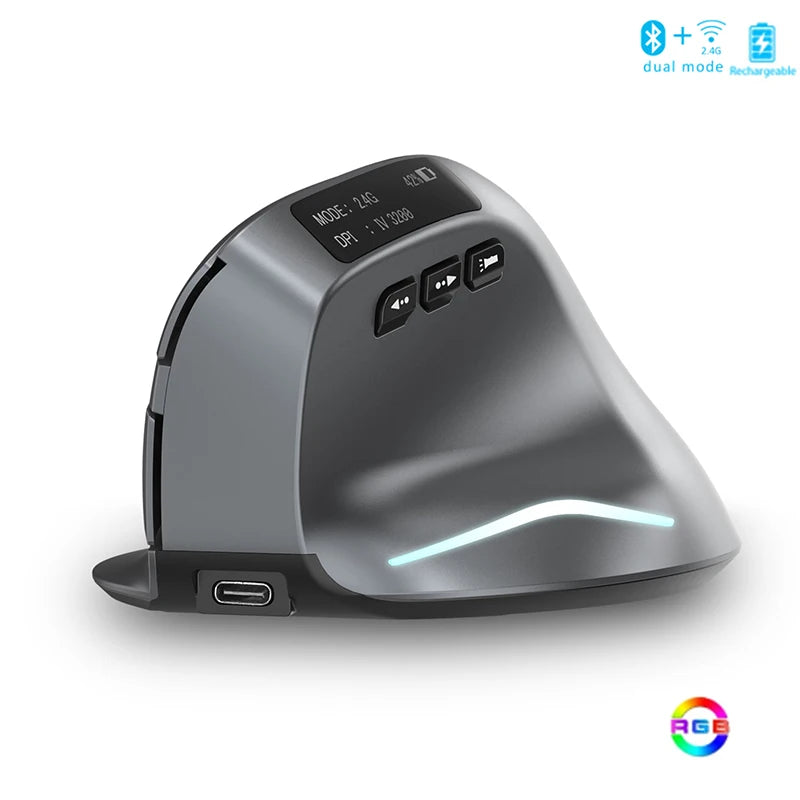 🖱️ Purilite Select Bluetooth Vertical Wireless Mouse with OLED Screen & RGB Lighting - PuriLite