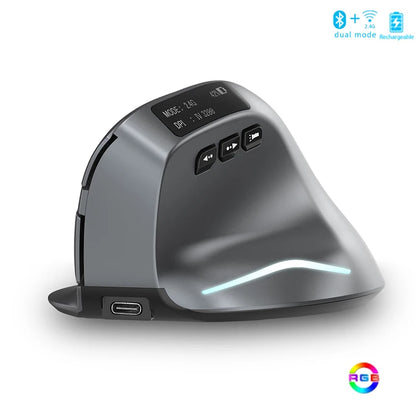 🖱️ Purilite Select Bluetooth Vertical Wireless Mouse with OLED Screen & RGB Lighting - PuriLite
