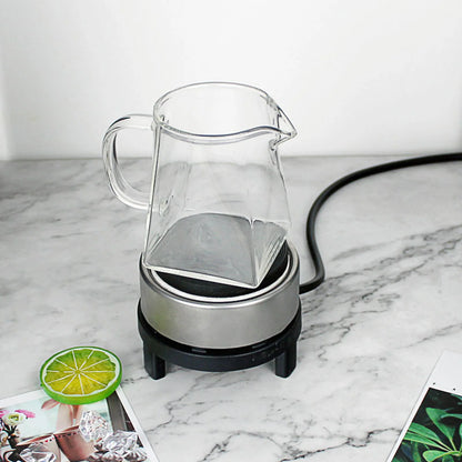 300W Electric Stove Cast Iron Burner Mini Warmer for Flat Bottom Tea Coffee Pot Heat Resisting Glass Pot - PuriLite