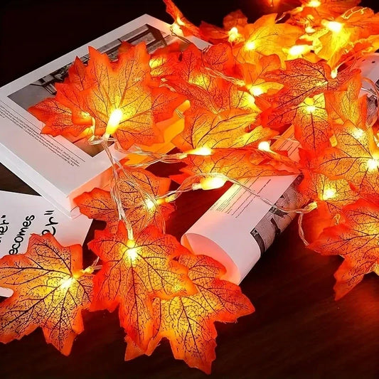 Purilite Select Maple Leaf String Lights – USB/Battery Powered | 10/20/40 LED Waterproof Lights for Halloween, Thanksgiving & Autumn Décor - PuriLite