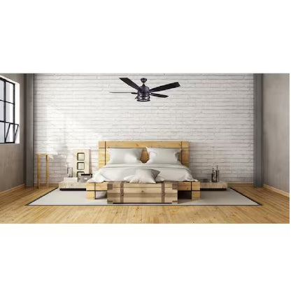CANARM 52-Inch Matte Black Ceiling Fan with Light Kit | Reversible Blades & Remote Control