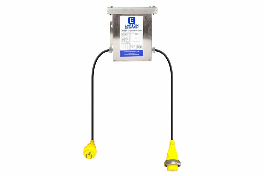 1 Phase Buck & Boost Step-Up Prewired Transformer - 208V Primary - 240V Secondary - 43.9 Amps - 50/60Hz - (2) 2' 6/4 SOOW Whips - CS6365C Plug - CS6364C Connector - PuriLite