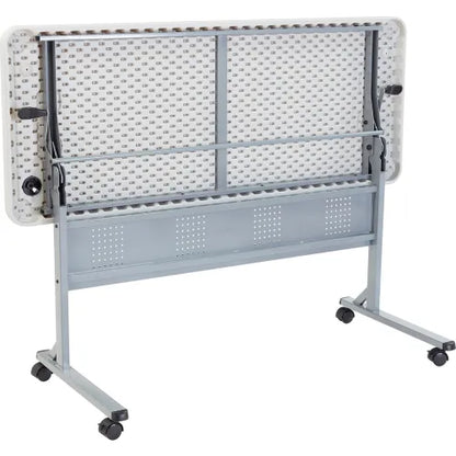 Interion® 72" x 24" Blow Molded Foldable Training Table - White - PuriLite