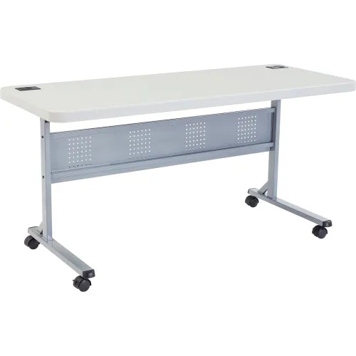 Interion® 72" x 24" Blow Molded Foldable Training Table - White - PuriLite