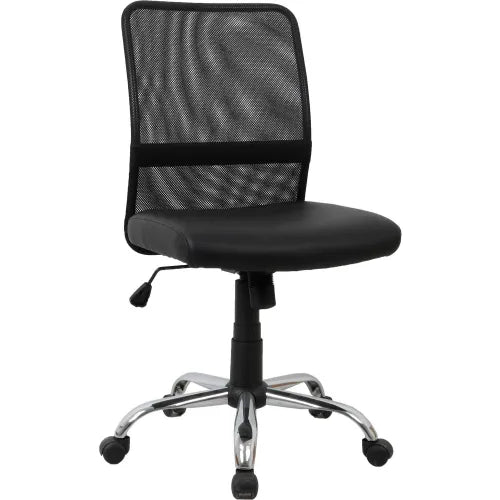 Interion® Mesh Back Task Chair With Mid Back, Synthetic Leather, Black - PuriLite