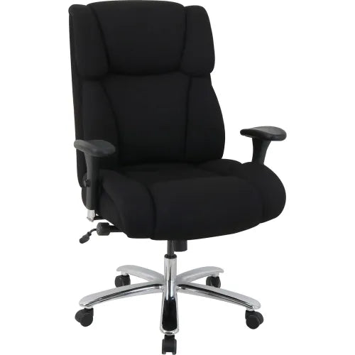 Interion® 24 Hour Big & Tall Chair With High Back & Adjustable Arms, Fabric, Black - PuriLite
